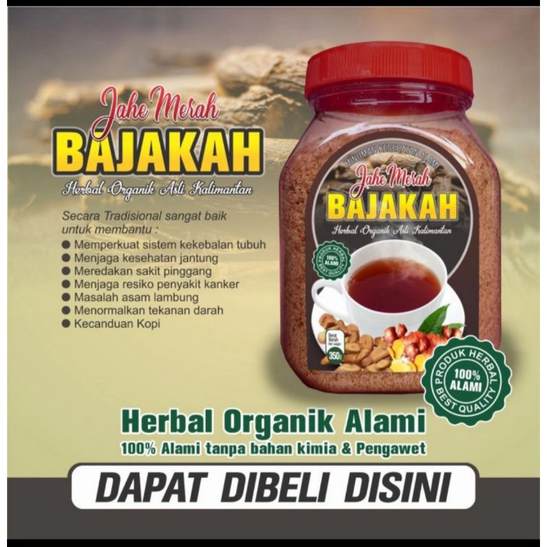 Jahe Merah Bajakah Kalimantan Anugerah kemasan toples 350 gram/Herbal Asli Indonesia