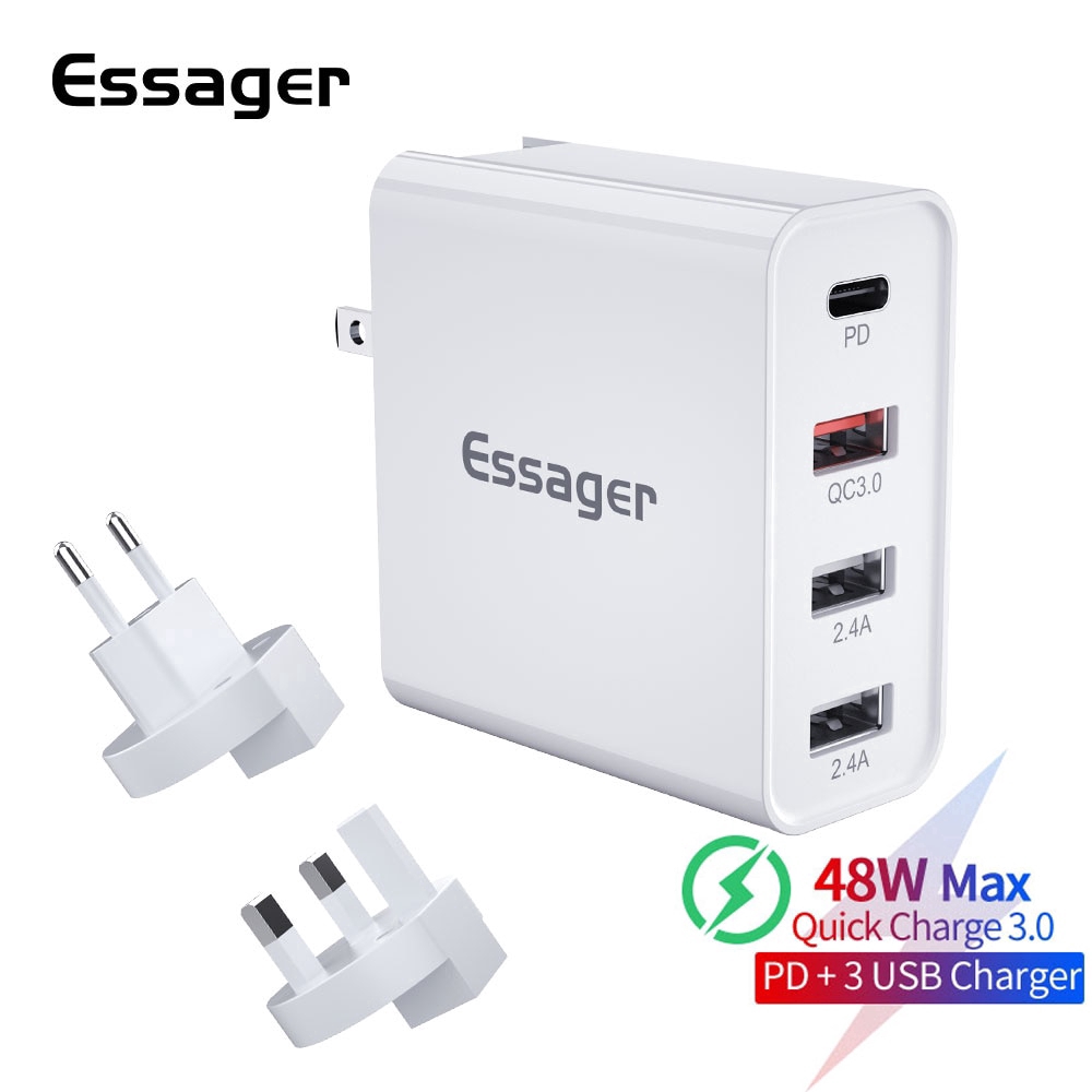 

Essager Charger Dinding Fast Charging Usb Tipe C Qc3.0 Turbo 48w Untuk Iphone 11 Pro Max Xiaomi