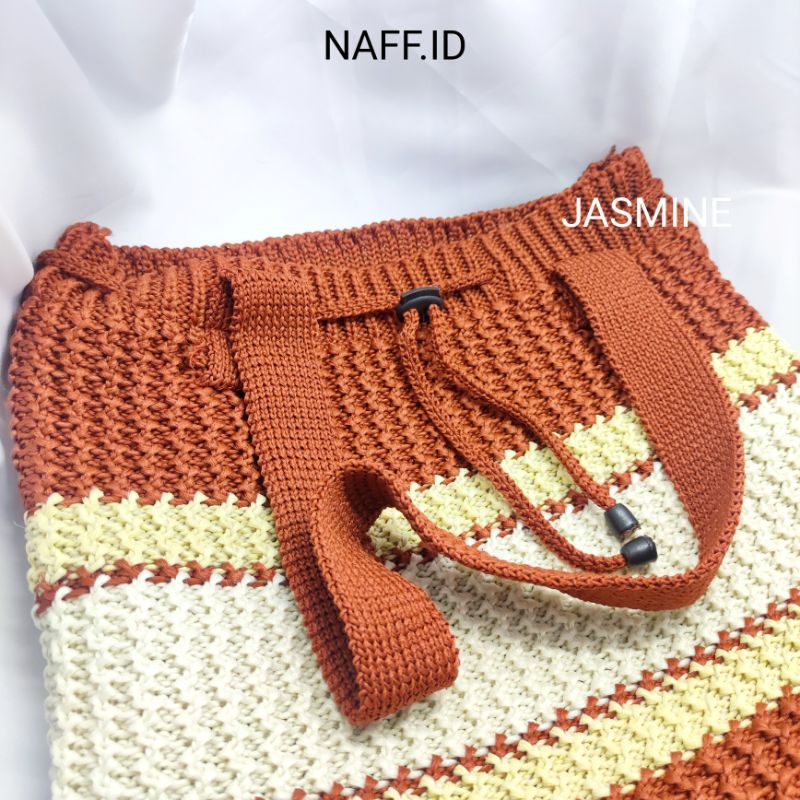 NAFF.ID - &quot;jASMINE &quot;Totebag Rajut|Tas Bahu Kekinian | Tas Laptop 13 inch