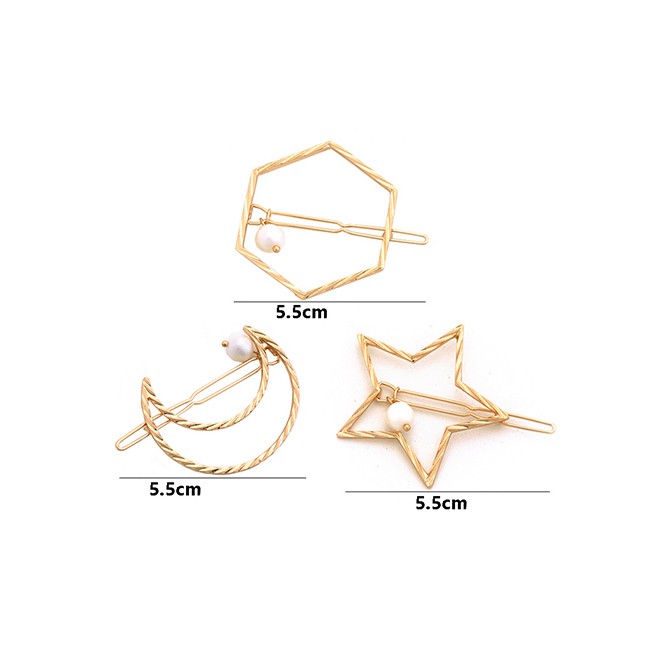 LRC Jepit Rambut Fashion Geometric Alloy Pearl Hairpin F6051X