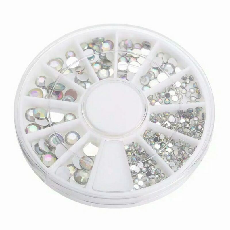 Rhinestone Wheel Pelangi Clear White/Manik-manik 3D untuk Nail Arts/Berlian Imitasi untuk Nail Arts/Permata imitasi/Gems