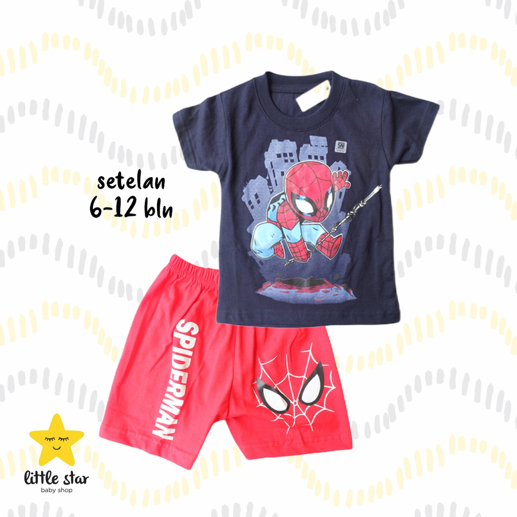 Spiderman Setelan Anak Bayi Cowok 6-12 Bulan