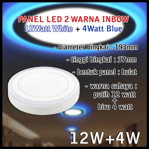 Lampu downlight outbow 2 warna kuning 12w + 4w Kotak Bulat Putih biru LED Square round outside 3 Step Plafon dak teras cor beton Hias tempel 6 inch Ceiling Pilar dinding Ob