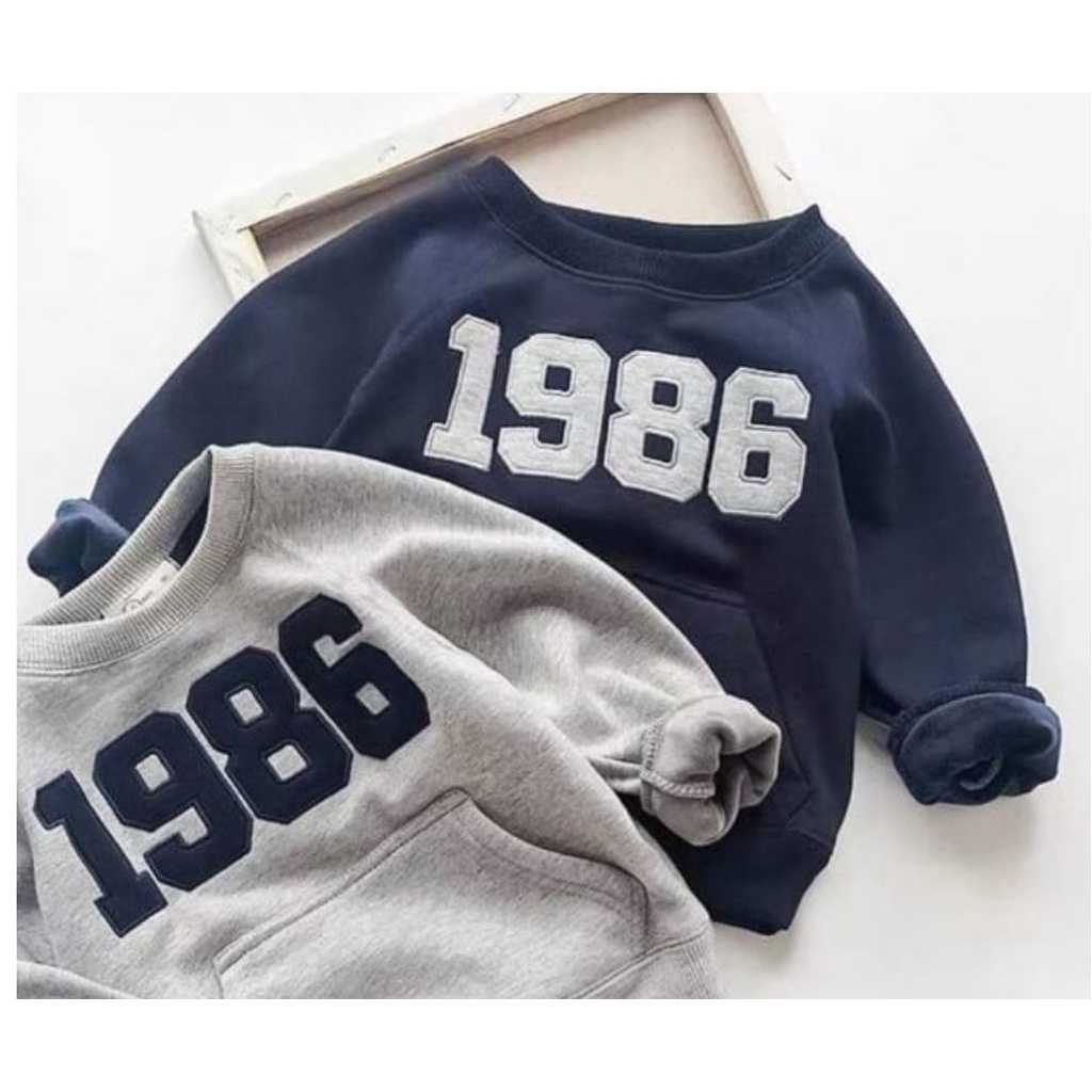 TokoMilkan - Sweater Atasan Anak Perempuan &amp; Laki Laki 1986 POCKET Sweater Crewneck Kids