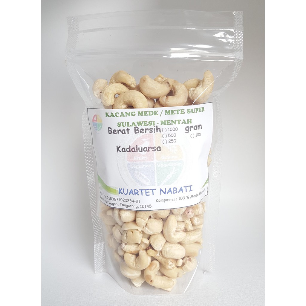 

250gr Kacang Mede Super- Mete Mentah - Raw Cashew Nuts Sulawesi Kuartet Nabati