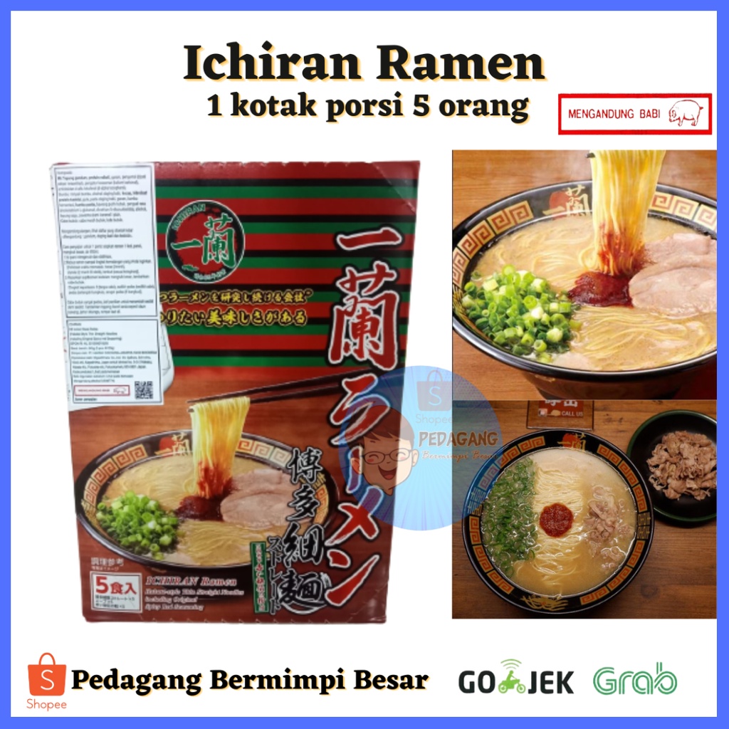 Ichiran Ramen 1 kotak porsi 5 orang/ Ichiran Ramen/ Ramen/ Mie Jepang/ Ichiran Ramen 645g/ Ichiran Ramen Pork isi 5 porsi