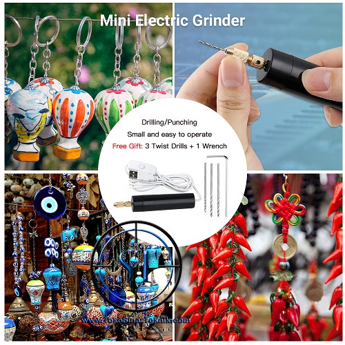 Bor Elektrik Mini Portabel Bor USB Dc 5V Genggam Mini Drill Tangan Profesional  untuk Pembuatan Perhiasan Resin Epoksi Mutiara Alat Kerajinan Kayu Powerbank Ringan HSS Set Mata Bor