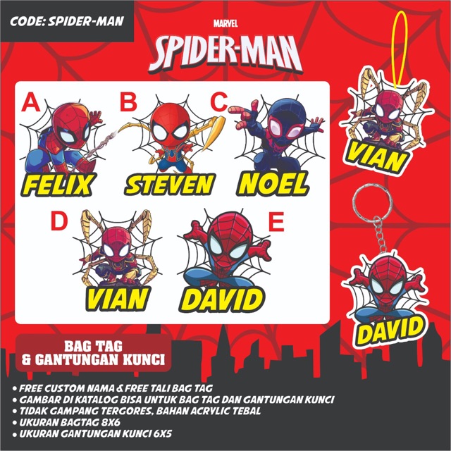 BAG TAG / GANTUNGAN KUNCI ACRILIC SPIDERMAN