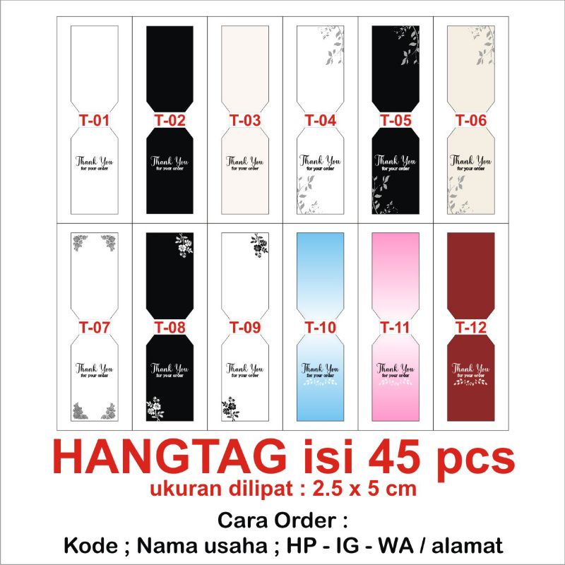 

Hangtag isi 45 pcs homecraftncard