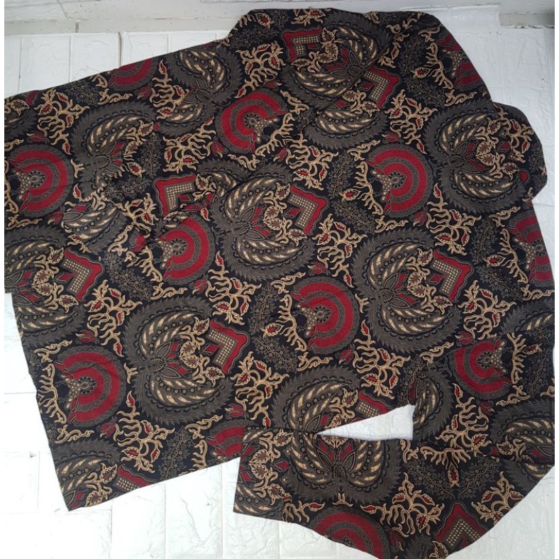 Baju Batik Pria Lengan Panjang lapisan furing hero,Warna merah,coklat,hitam,Batik Premium,Batik Modern,Batik Jumbo,Batik Solo,Batik Kantoran