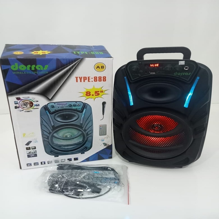 SPEAKER PORTABLE BLUETOOTH KARAOKE 8,5 INCH DORRAS TYPE-DS888 AB FREE MIC KARAOKE