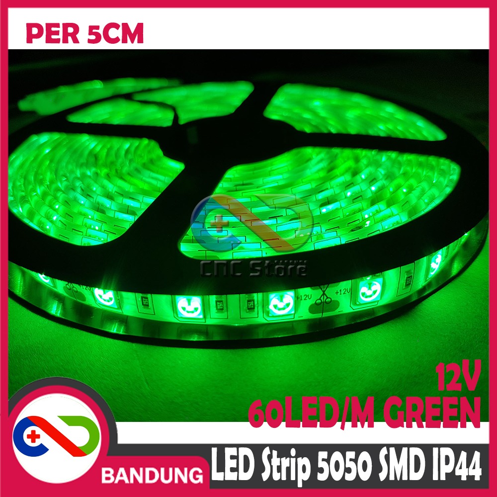 LAMPU LED STRIP LIGHT HIJAU 5050 SMD IP44 OUTDOOR 5 CM WATERPROOF