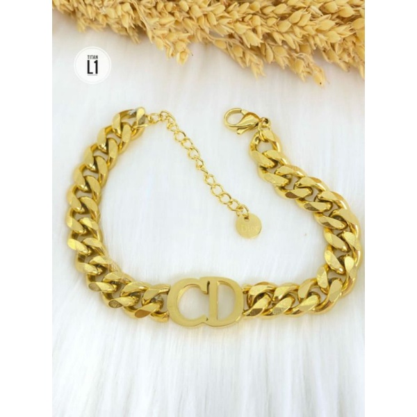 COD Gelang Sisik Naga Branded Rantai Tebal Gold N27112101