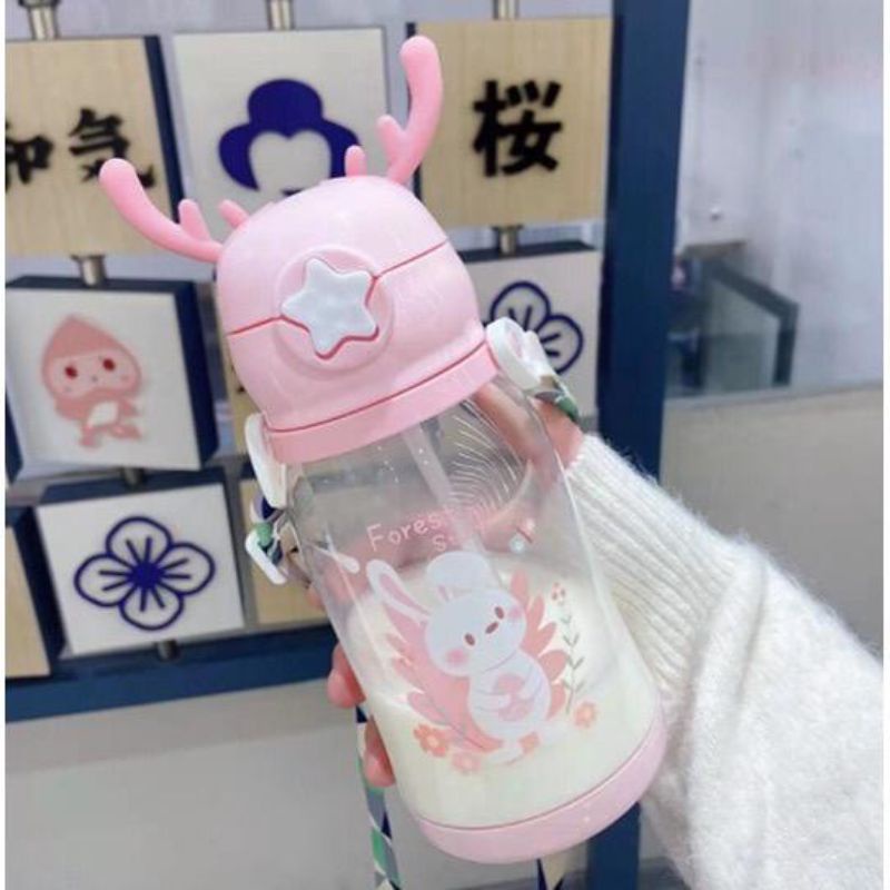 Botol minum anak karakter lucu botol minum tanduk rusa 600ml