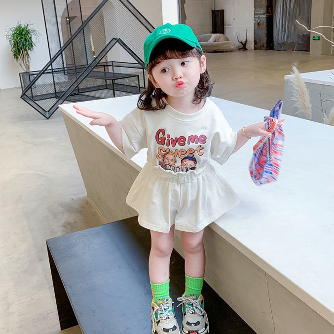 Setelan Anak Perempuan Korea Fashion Motif Sporty Girl 2-6 Tahun