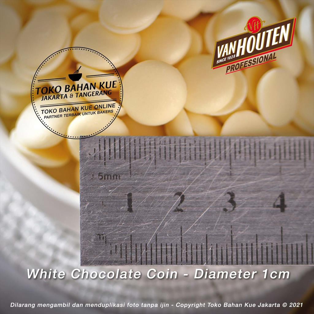 

Van Houten-White Chocolate Couverture 27,8% 500gr Coklat Coin Putih