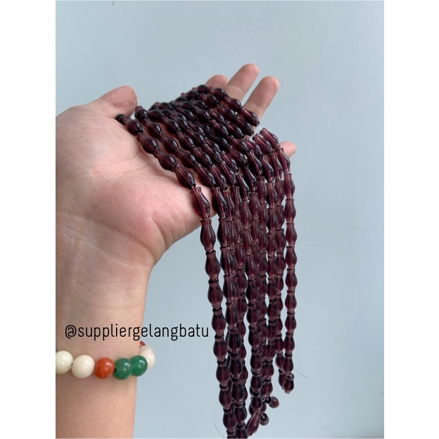 manik ujung kepala tasbih GUCI COKELAT bening kreasi kalung gelang 8mm