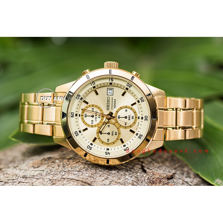 Seiko Quartz SKS566P1 Chronograph Gold Polished - Jam Tangan Pria SKS566