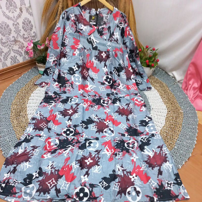 GAMIS CANDI SUSUN REMPEL RAYON PREMIUM LD 110 cm PANJANG 135 cm//GAMIS KATUN RAYON-Motif 3