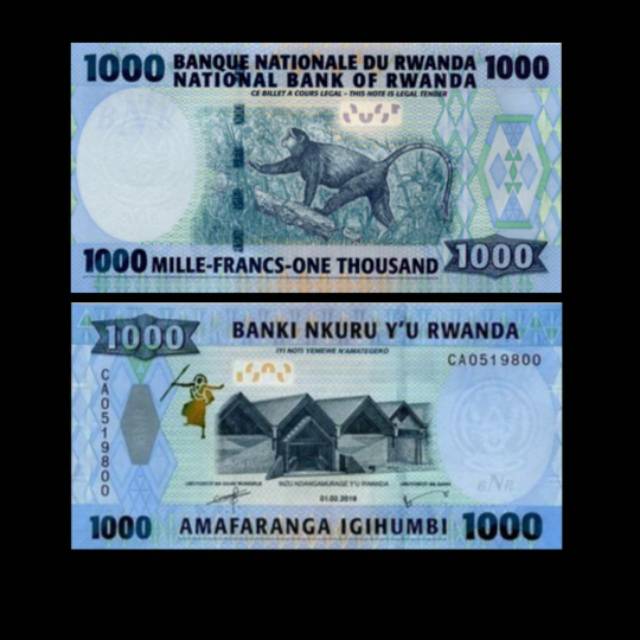 UANG RWANDA 1000 FRANCS 2019 UNC ORIGINAL BANKOTE NEW DESIGN