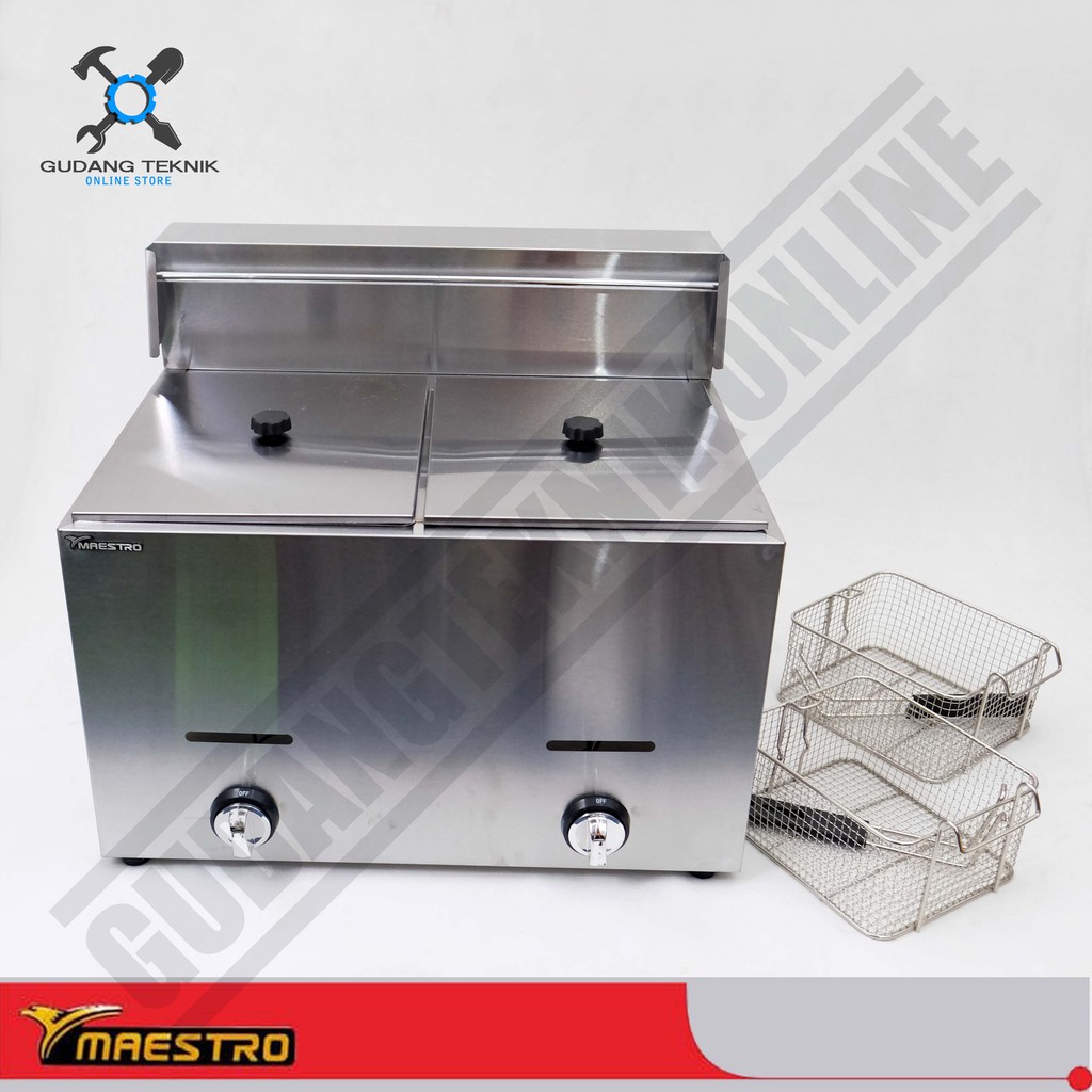 Penggorengan Kentang Gas Deep Fryer Maestro MT G72 Stainless Steel 2 Tungku