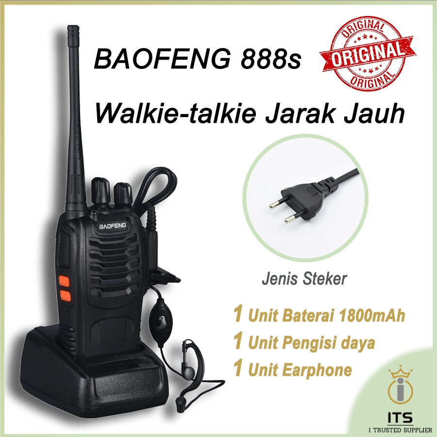 ITS Handy Talky Original BAOFENG BF 888s HT 1Set Sudah Termasuk Headphone Charger Walkie talkies Jarak Jauh 5KM Walkie talkie