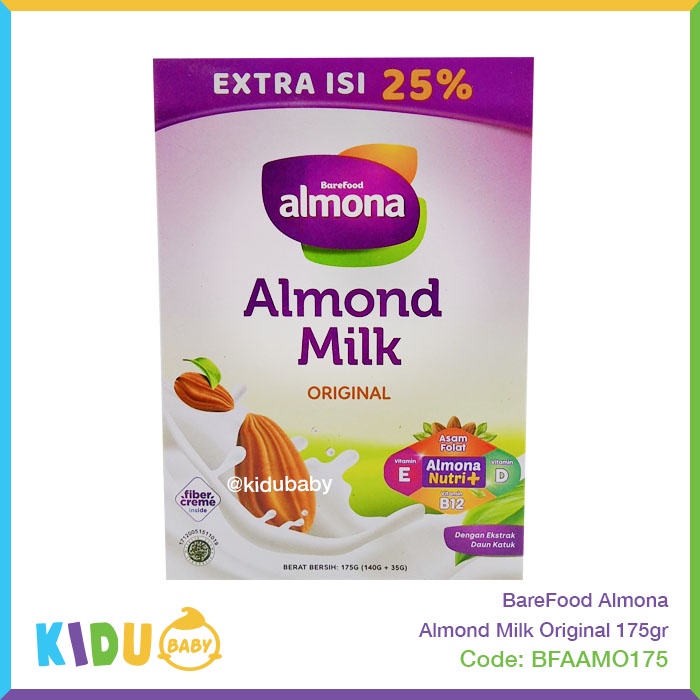 BareFood Almona Almond Milk 175gr Susu Almond Pelancar Asi Booster Kidu Baby