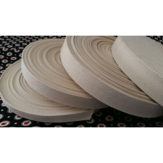 webbing 3.8 katun raw white meteran