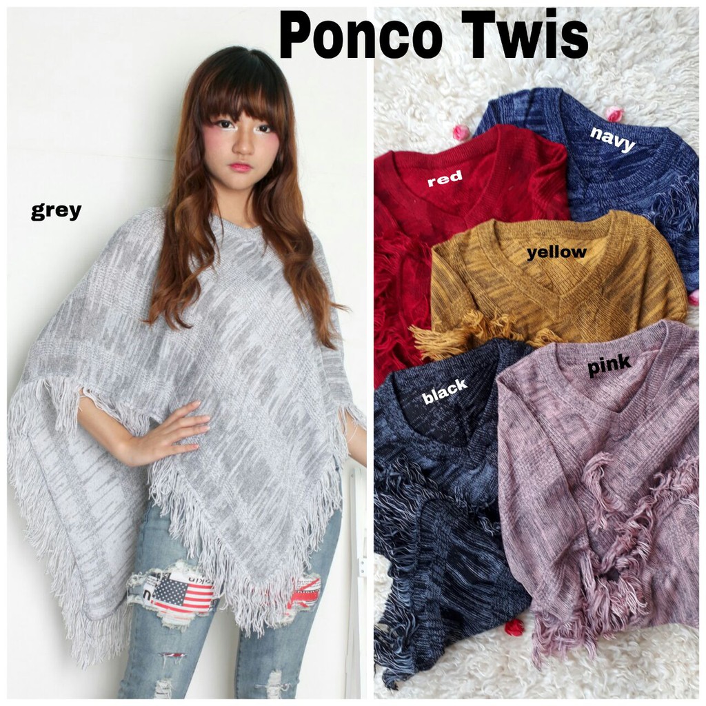 [Ponco Twiss Varian Warna RO] Blouse Wanita Twiss Rajut Varian Warna