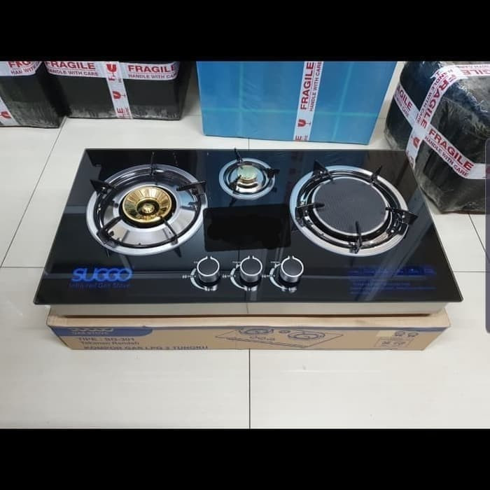 PROMO KOMPOR GAS 3 TUNGKU KACA SUGGO SG-301