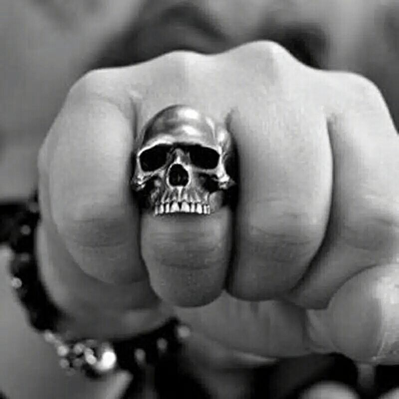 Cincin Pria gaya tengkorak punk style men ring simple origin series