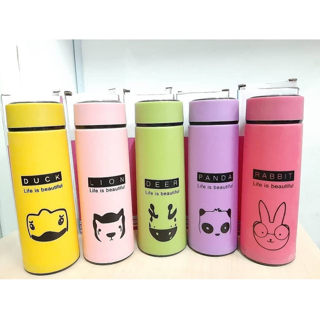 Botol Kaca Motif Animal/ Botol Minum Animal