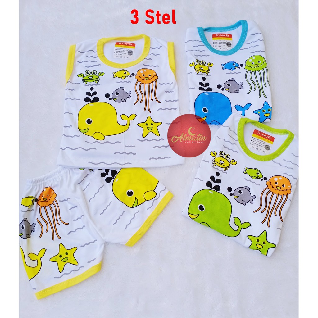 3 Stel Setelan Anak Singlet / Kaos Lekbong Anak / Baju Bayi Tanpa Lengan