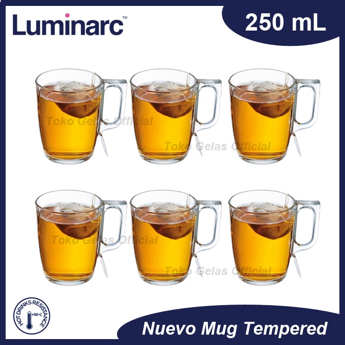 1 Set 6 Pcs Luminarc Gelas Mug Kopi 250 ml - Gelas Kaca - Gelas Mug Premium - Gelas Kopi - Gelas Caf