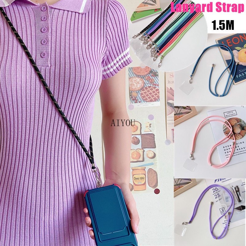 TALI CASHING / CASE GANTUNGAN KALUNG HP / LANYARD WARNA WARNI PORTABLE / UNIVERSAL 12 Warna / 1.5m