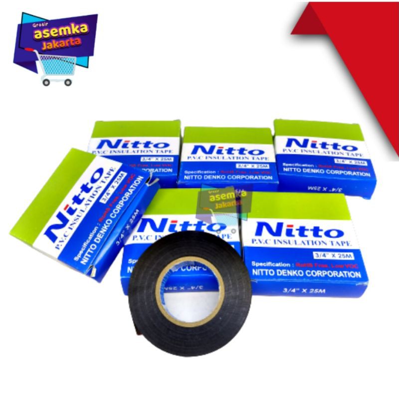

Isolasi Orginal NITTO 6 pcs selotip Kabel Listrik warna Hitam lakban kabel Grosir