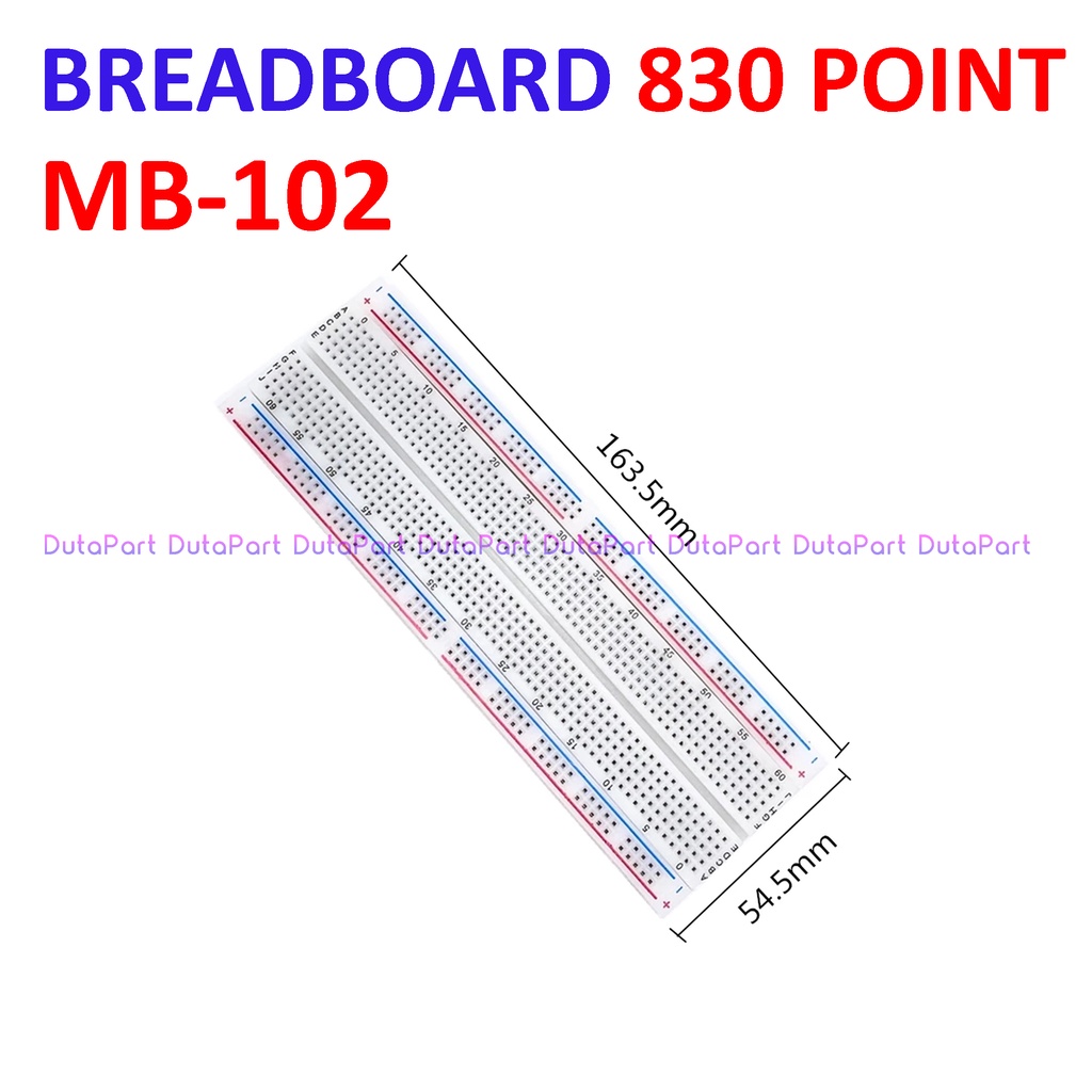 Breadboard Mini Solderless 830 Point Lubang MB-102 Prototype Arduino