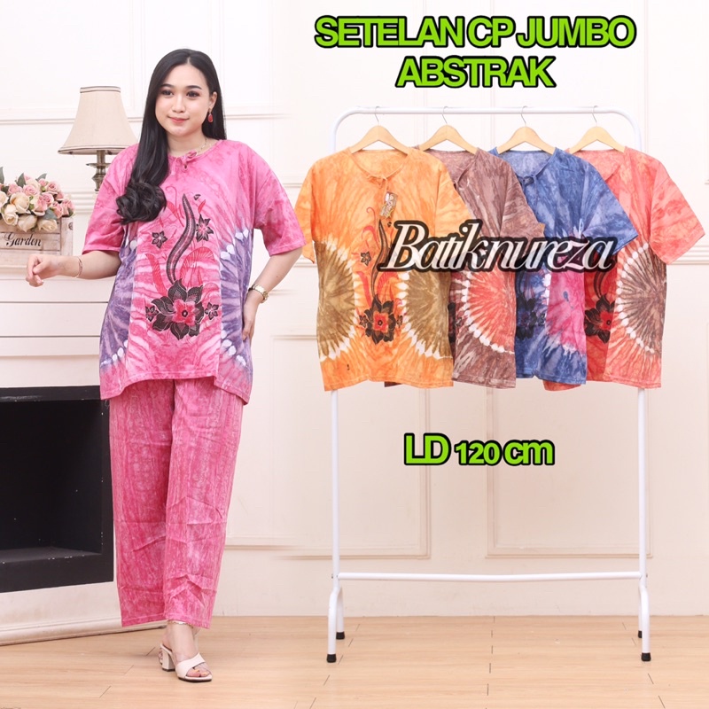 Setelan Cp jumbo abstrak/ celana panjang lengan pendek abstrak / setelan wanita / setelan abstrak/se