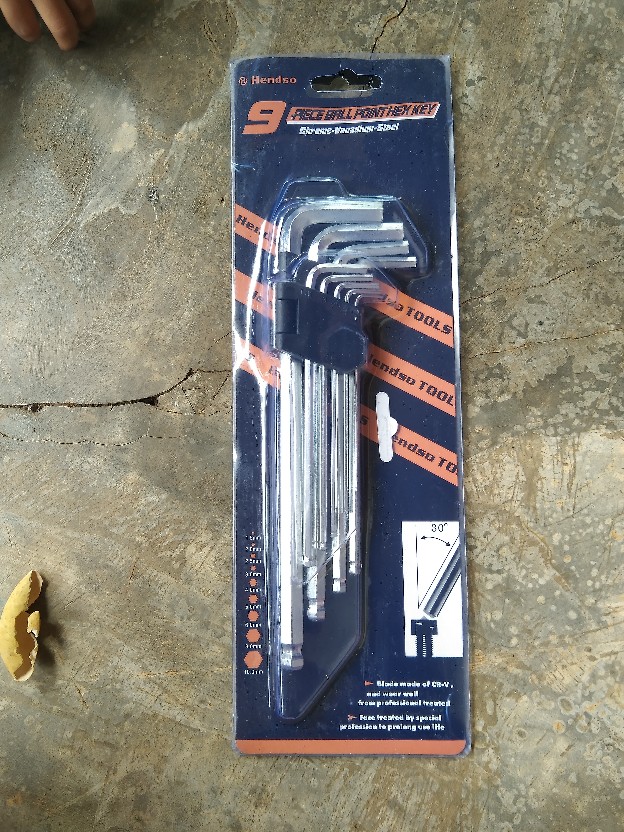 Hs Ball Flat Kunci L 9 Pcs Paket Kunci L Paket Kunci Ball Flat Hex Premium Chrome Vanadium Steel