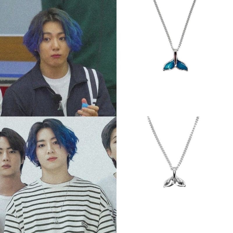 READY BTS JK JUNGKOOK WHALE TAIL NECKLACE DELIXIR KALUNG BTS JK JUNGKOOK OFFICIAL ORIGINAL