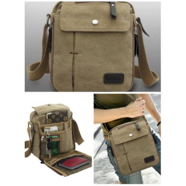 Tas Selempang Sunweb Men Messenger Bag Canvas Vintage Shoulder Crossbody BagsOutdoor Travel Bag