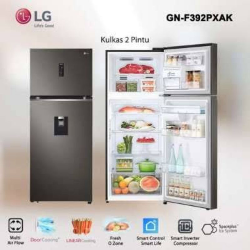 LG GN-F392PXAK KULKAS 2 PINTU INVERTER DISPENSER GNF392PXAK GNF392