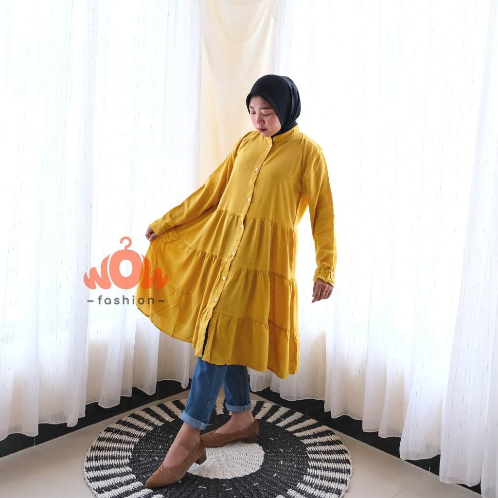 WOW-Tunik Dinda Long Rayon Twill Premium Wanita