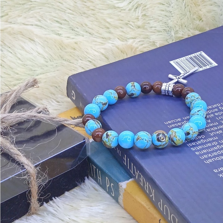 Gelang Rosario Batu Milky Turquoise