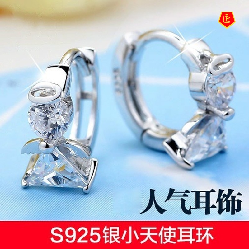 [Ready Stock]Fashion Temperament Little Angel Diamond Silver Earrings