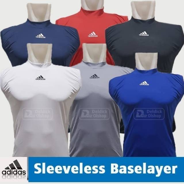 Singlet Sleeveless Baselayer Adidas Pria Tanpa Lengan Terlaris