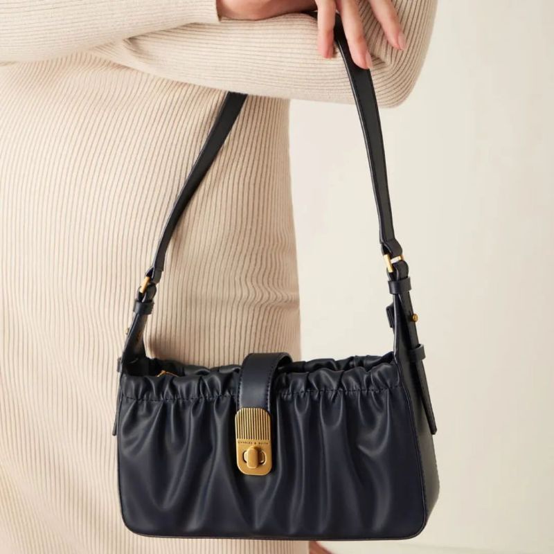 7.7 SALE | CK Enya Ruched Turn-Lock Shoulder Bag