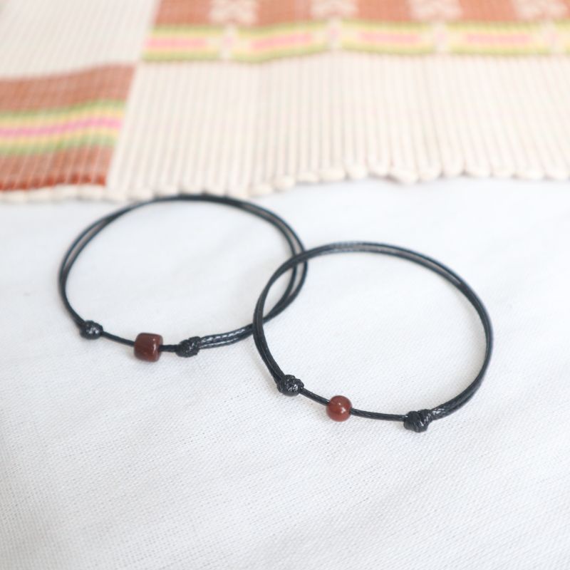Gelang Tali Kayu Vintage Wood 1mm Korean Thread Model Slide Cocok Untuk Gelang Couple Gelang Pria &amp; Gelang Wanita