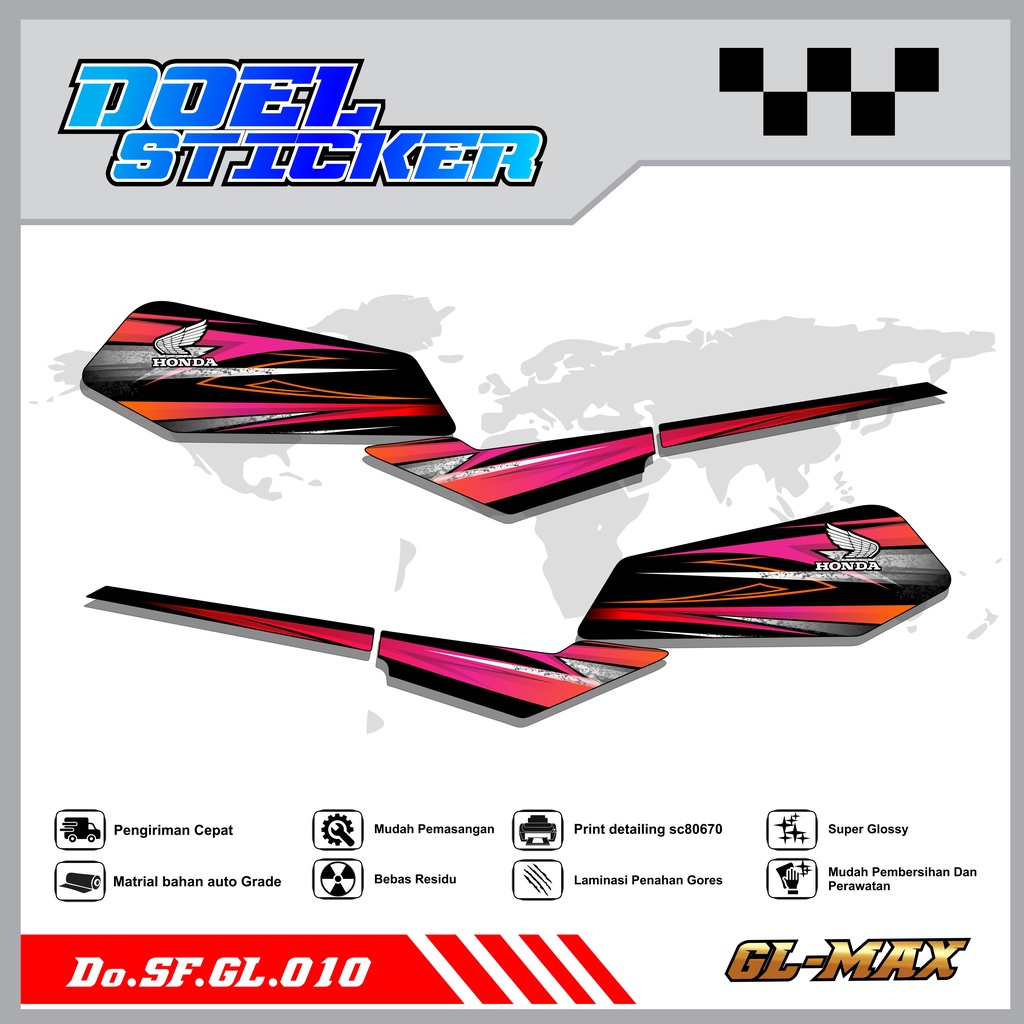 Sticker Striping GL PRO , MAX List Variasi Hologram pelangi,Crome Doel 010