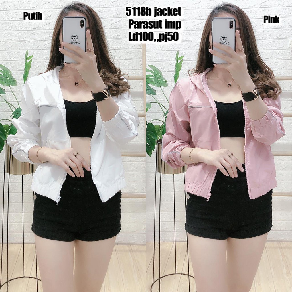 JAKET PARASUT KOREA WANITA FASHION IMPOR BANGKOK RESLETING KS 5118